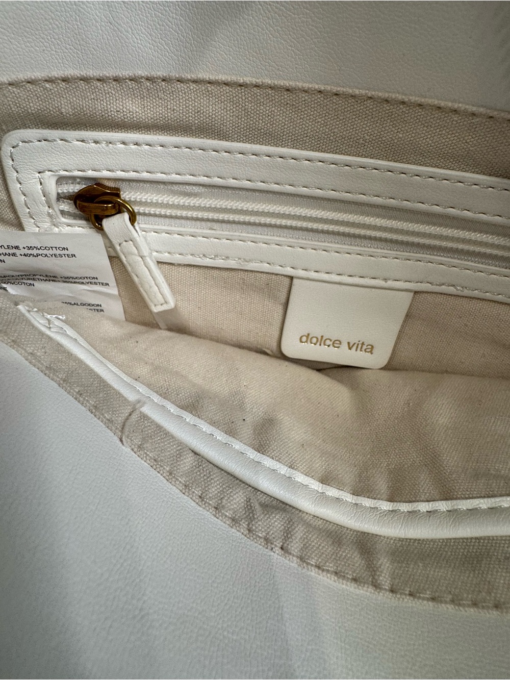 Cream Woven Shoulder Bag with White Knot Strap - Picture 7 of 9
